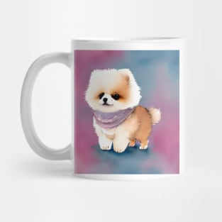 Cute Pomeranian Puppy Wearing a Scarf Art 1 Mug